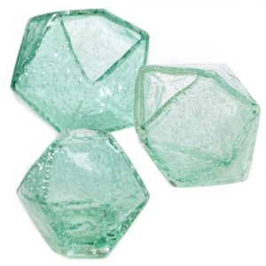 Turquoise Bubble Glass Geometric Bud Vases in 3 Sizes