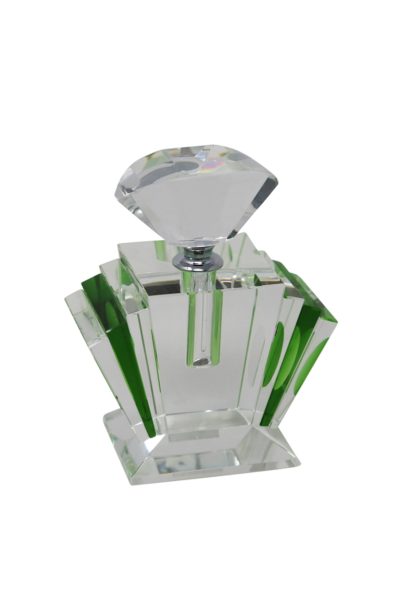 Crystal Perfume Bottle with Emerald Accents