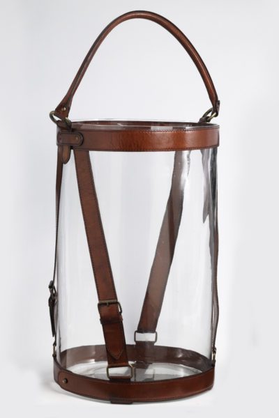 Cognac Leather Detailed Hurricane Jar