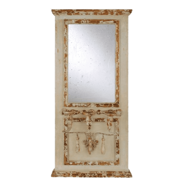 36" Antique Wall Mirror with 3 Taper Holders