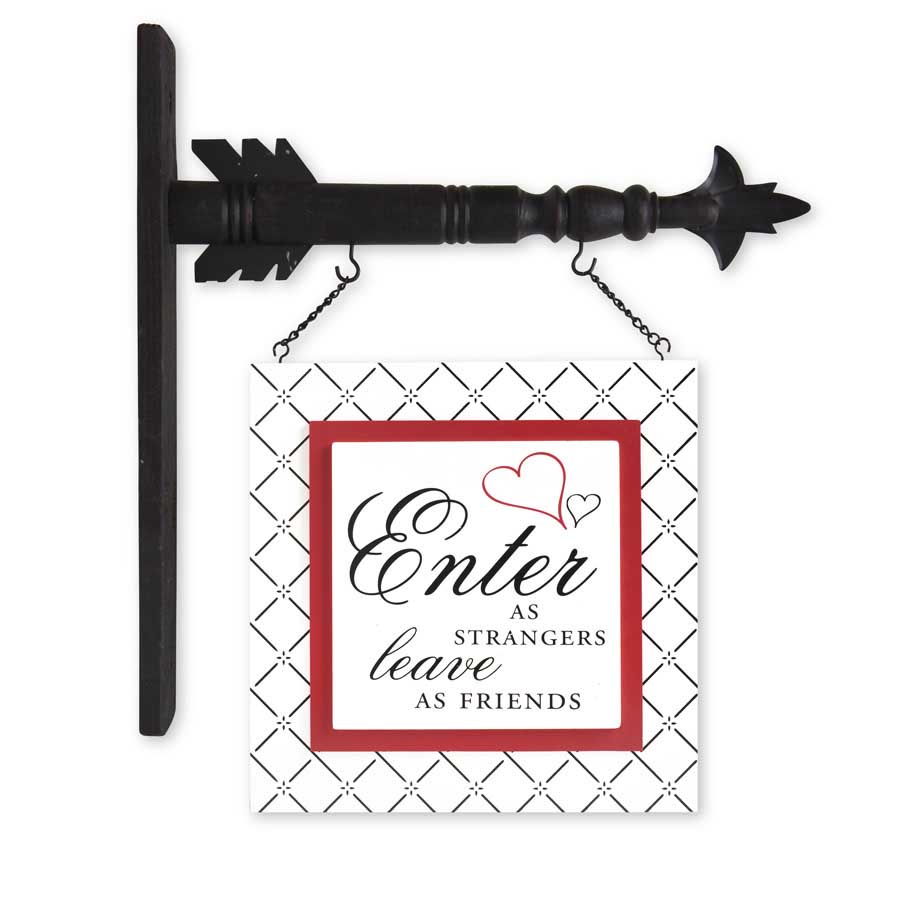Enter Strangers Leave Friends Black Red White Arrow Replacement Indoor/Outdoor 
