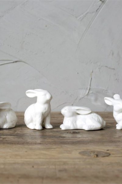 Ceramic White Bunnies Set of 6