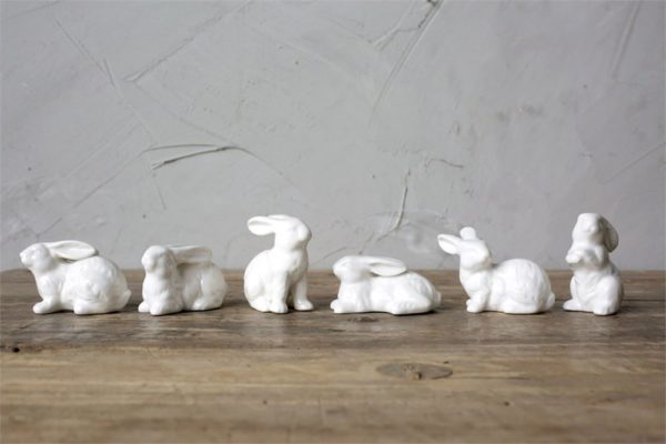 Ceramic White Bunnies Set of 6