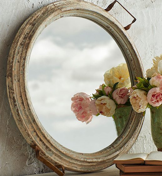 distressed mirror tray