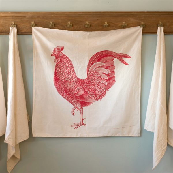 Red Rooster Cotton Flour Sack Tea Towel
