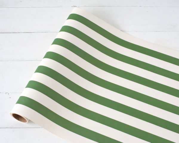 Dark Green Classic Stripe Paper Table Runner
