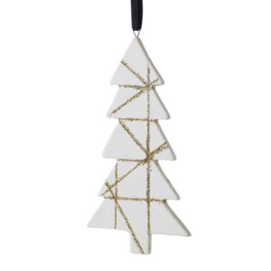 White & Gold Glitter Tree Ornament