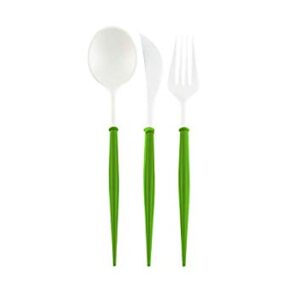bella olive green disposable flatware