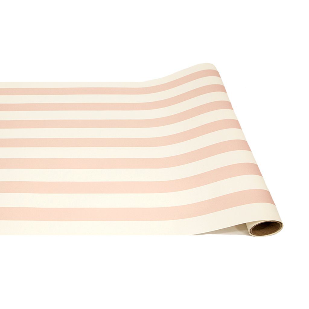 pink striped table runner