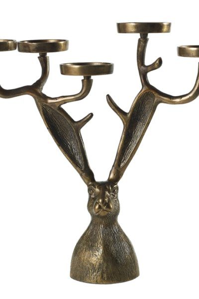 17.5" eric the hare candleholder in bronze