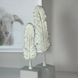 White Wash Feather on a Stand in Small & Large