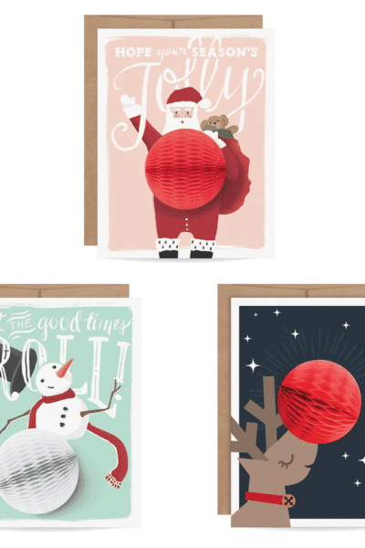 Christmas Honeycomb Pop Up Cards in Santa, Snowman & Reindeer