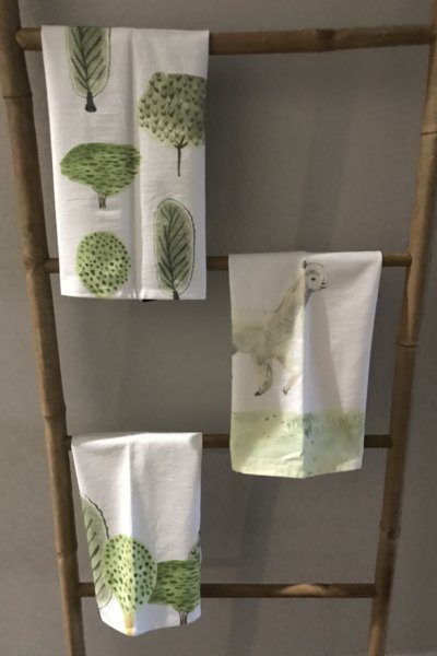 nature and llama cotton tea towels