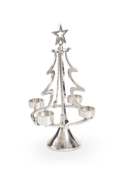 Polished Silver Maypole 4 Votive Christmas Tree