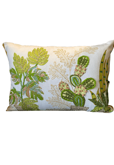 embroidered cactus pillow