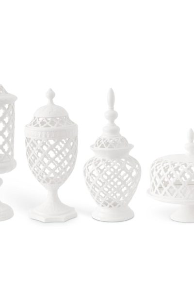 white ceramic filigree