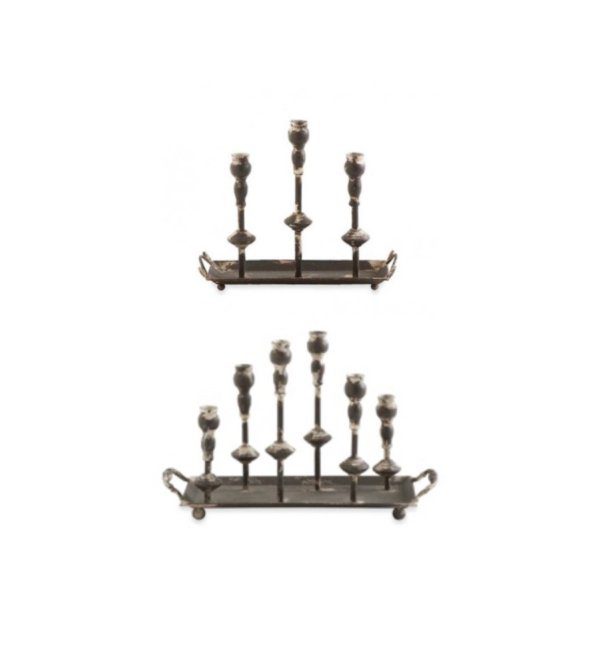 Distressed Brown Metal Multi Taper Candleholders