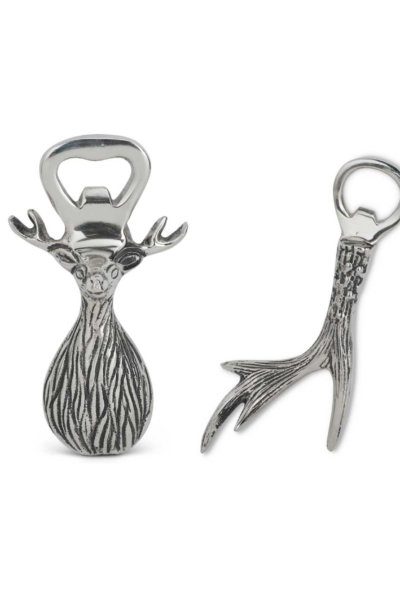 Polished Silver Deer and Antler Bottle Openers