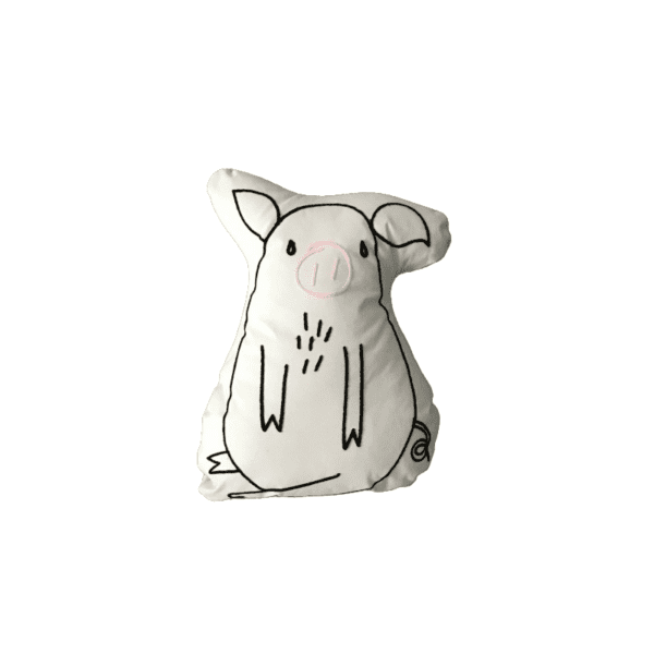 Precious Pig Embroidered Throw Pillow