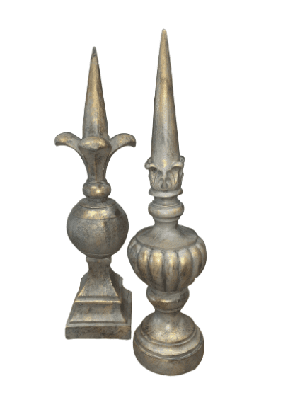 GOLD ANTIQUE PILLAR FINIALS SET OF 2