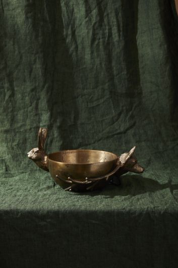 Brass Figurine Handle Bowl