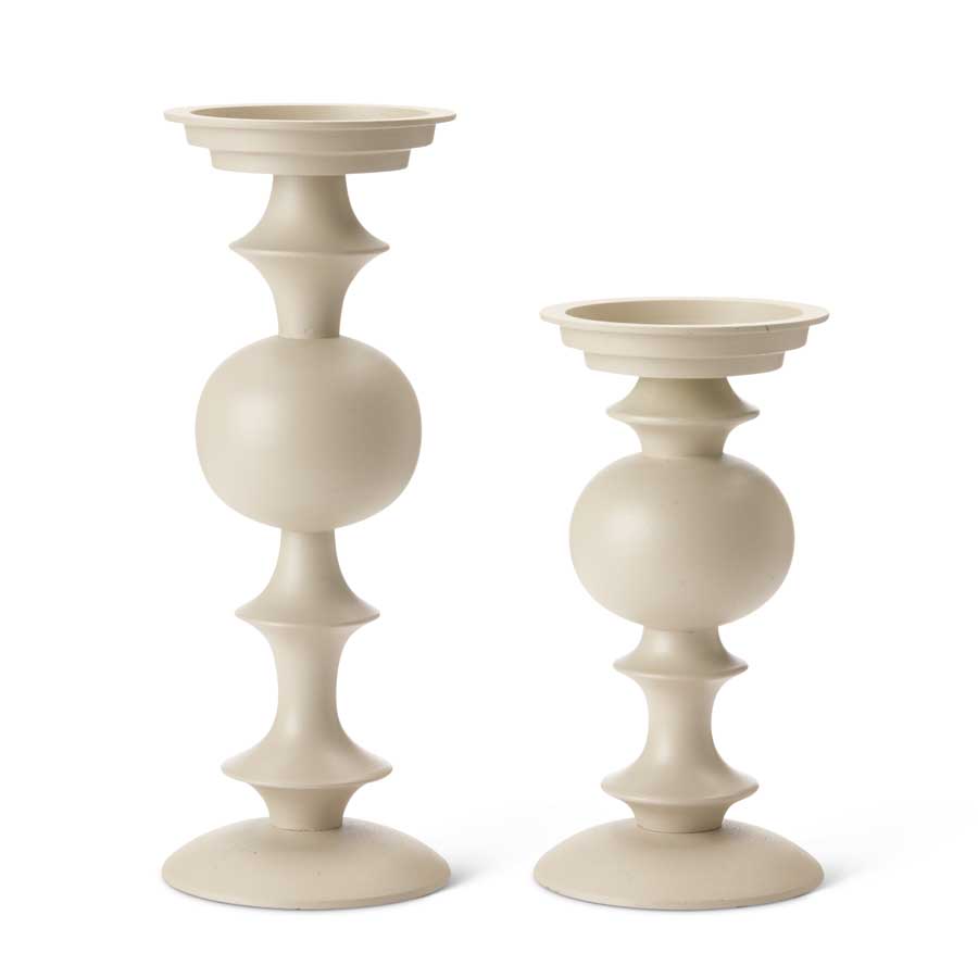 Ivory Matte Metal Candle holders Set of 2
