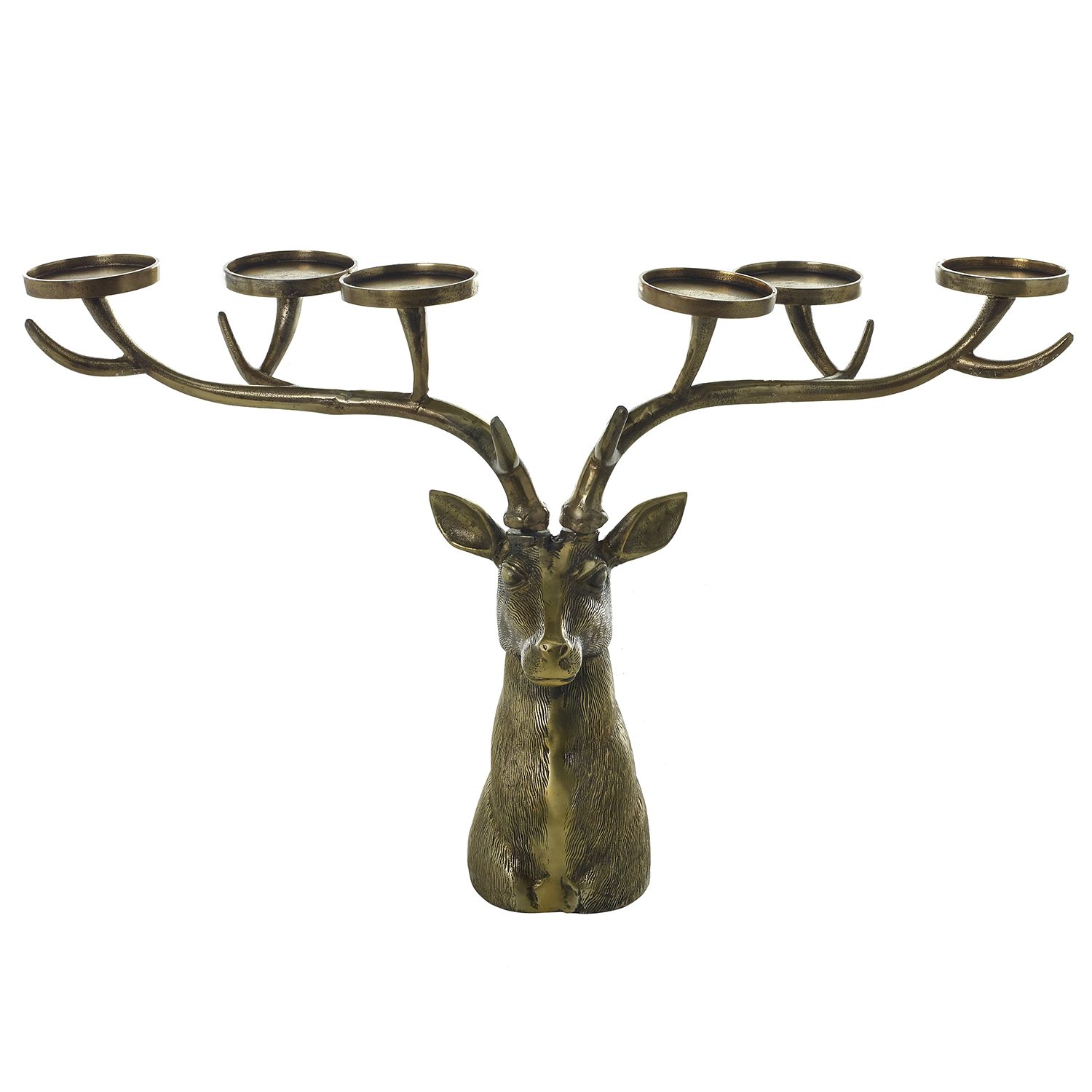 Large Stag Candle Holder in Aged Brass
