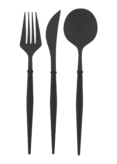 disposable matte black flatware 24 ct