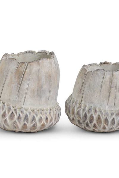 Cement Upside Down Acorn Pots