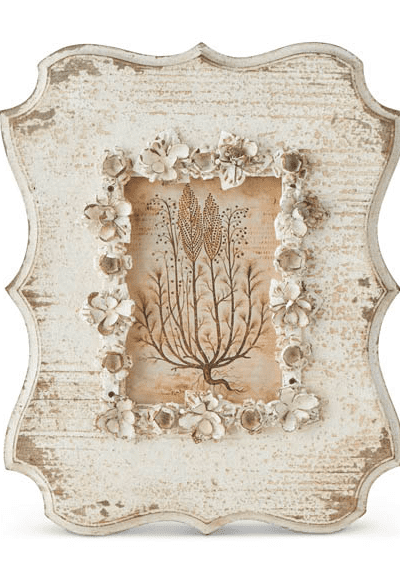 Wood Photo Frame with Metal Flowers