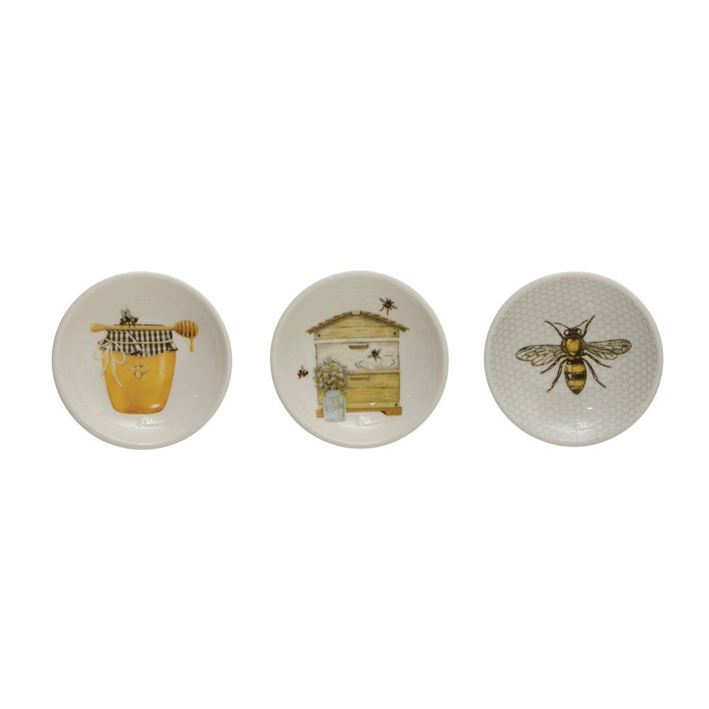 Bees and Honey Stoneware Dishes, Set of 3 | The Gilded Thistle