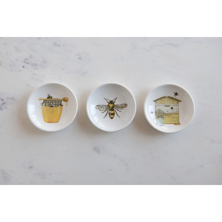 Bees and Honey Stoneware Dishes, Set of 3 | The Gilded Thistle