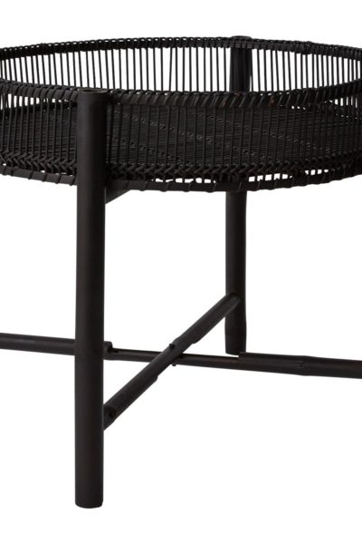 Our Large Round Bamboo Tray Table In Black