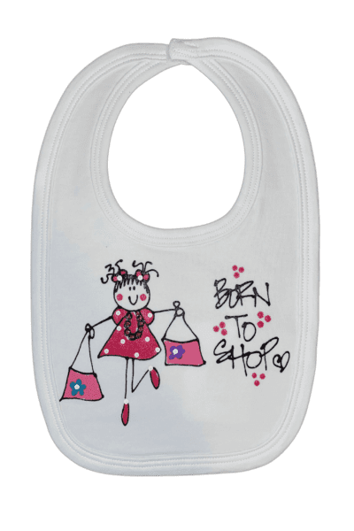 born to shop bib