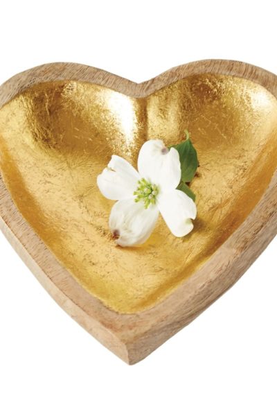 Mango Wood Heart Tray with Gold Leaf