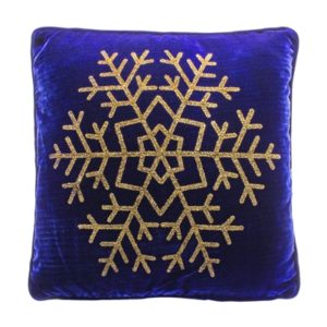 Blue Velvet Gold Snowflake Pillow