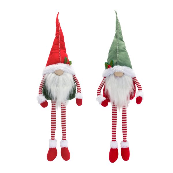 Striped Christmas Gnome with Dangling Legs in Red and Green