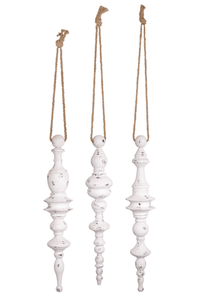 33.5" Large White Finial Drop Ornament in 3 Styles