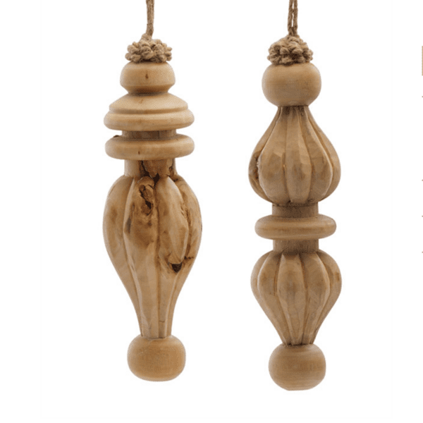 wooden finial drop ornament in 2 styles