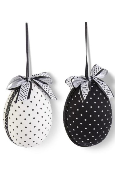 4.5" Black and White Polka Dot Egg Ornaments