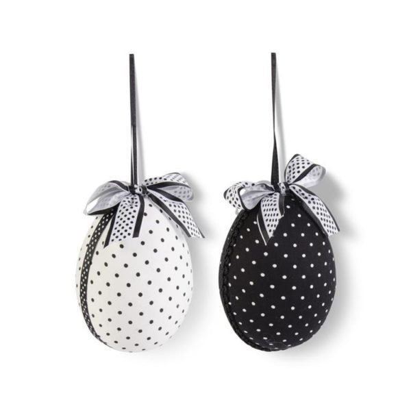 4.5" Black and White Polka Dot Egg Ornaments
