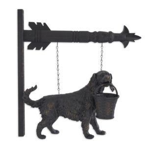 black dog with basket