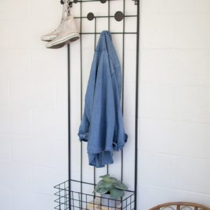 metal coat rack with basket