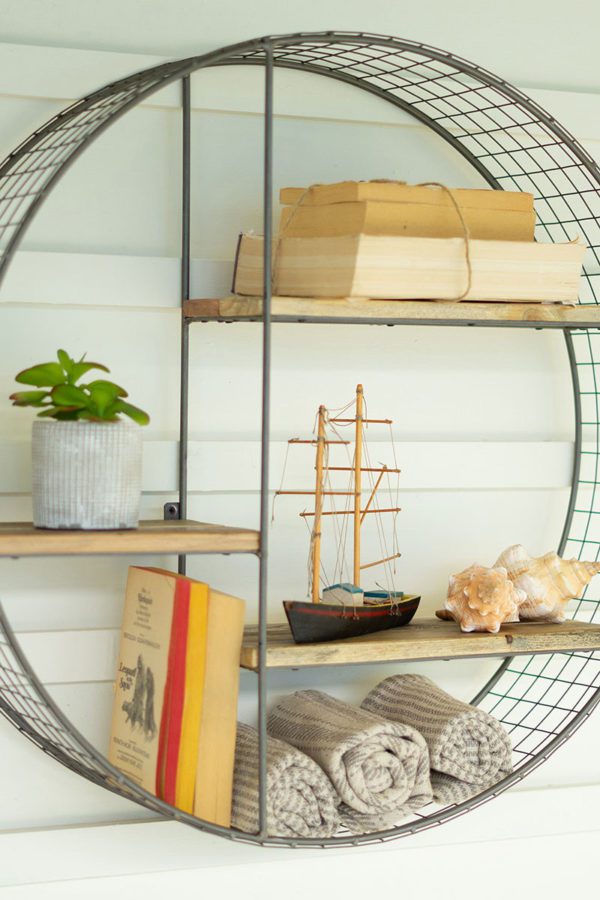 round wire mesh shelving unit