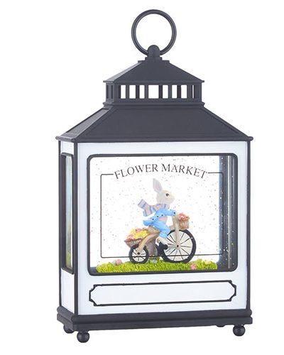 Easter Bunny on Bicycle Lighted Water Lantern