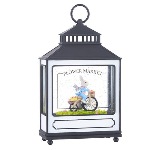 Easter Bunny on Bicycle Lighted Water Lantern