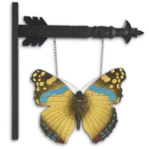 Black Blue and Yellow Resin Butterfly Arrow Sign