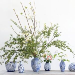 Eleanor Collection Blue & White Porcelain Vases in 7 styles