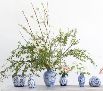 Eleanor Collection Blue & White Porcelain Vases in 7 styles