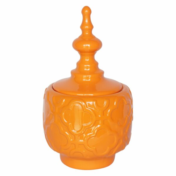 orange decorative covered jar